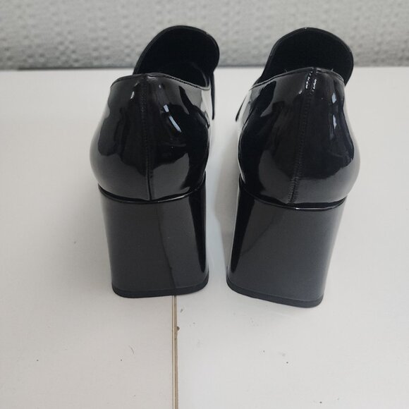 Coutgo Penny Loafers Chunky Block Heels Square Toe Shoes Black Women's Size 8 - Picture 9 of 14